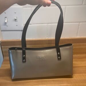 Beijo  Faux Leather Purse Bag Satchel Black Handled In EUC Studded Sides handbag